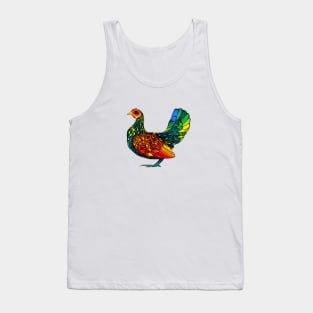 Stained Glass Chicken in Watercolor and Ink Tank Top